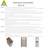 STELLSTAR 24 Bottles Floor Wine Rack with Tabletop, 6 Tier Bamboo Wine Display Storage Shelves, Wave Bars Freestanding Wine Bottle Organizer Shelf for Kitchen Pantry Cellar, Natural STELLSTAR