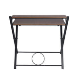 FurnitureR 31.9'' Folding Desk 2 Tier Foldable Writing Table Assembly Saves Space for Home Office Study, Metal Frames/Wood Top Laptop Table Computer Desk, Industrial Brown FurnitureR