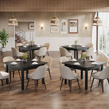 Tribesigns Commercial Dining Table Set of 6 for 10-14 People, 39.4'' Square Farmhouse Kitchen Table for Restaurants, Modern Dining Desk with Solid Wood Legs for Cafe, Kitchens, Bakery (Pure Black) Tribesigns