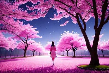 Cherry Blossom Girl Diamond Art for Adults, 50x70cm Large Diamond Painting 5D DIY Full Drill Square Paint By Numbers Gem Art Supplies Pictures for Home Fall Decor Wall Art Gifts 20x28in W-5170 Wenpeef