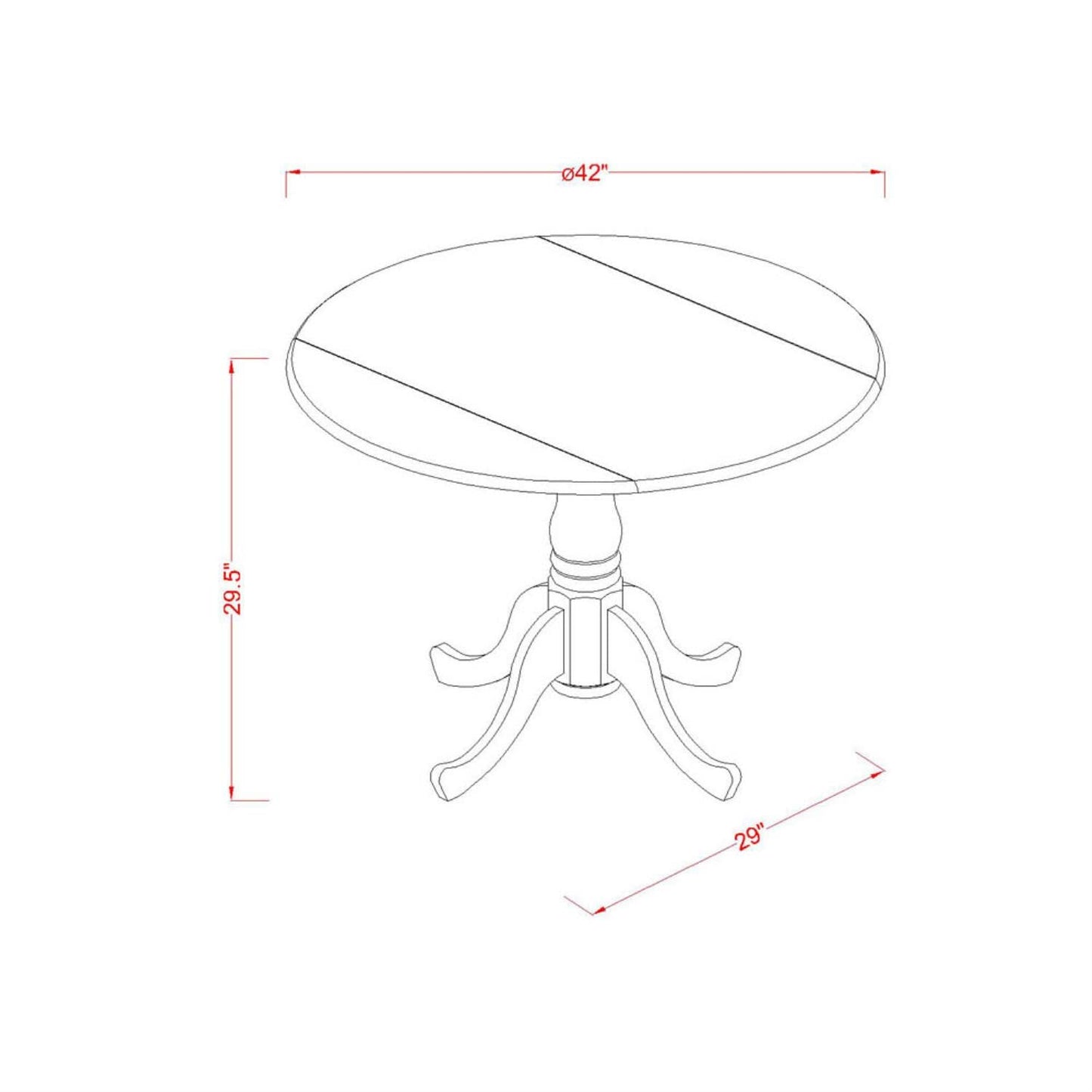 East West Furniture DLCL5-BMK-W Dublin 5 Piece Room Set Includes a Round Dining Table with Dropleaf and 4 Wood Seat Chairs, 42x42 Inch - WoodArtSupply