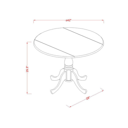 East West Furniture DLKE5-BCH-W 5 Piece Room Furniture Set Includes a Round Dining Table with Dropleaf and 4 Wood Seat Chairs, 42x42 Inch - WoodArtSupply