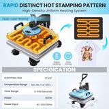 AKEYDIY 8 in 1 Heat Press 15x12 inch 360° Swing Away Digital Shirts Press Multifunction Heat Transfer Sublimation Machine Combo Heat Press Machines for T-Shirts Mugs Hat Plate Cap AKEYDIY