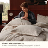 Bedsure Cotton Duvet Cover Queen - 100% Cotton Waffle Weave Linen Color Duvet Cover Queen Size, GentleSoft™ and Breathable Bedding Set for All Season, 3 Pieces, 90"x90" Bedsure