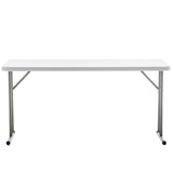 BTEXPERT 5-Foot - 60" Long White Plastic Folding Seminar Training Table Portable 18" Wide Narrow, 29" High, Events Indoor Outdoor Lightweight BTEXPERT