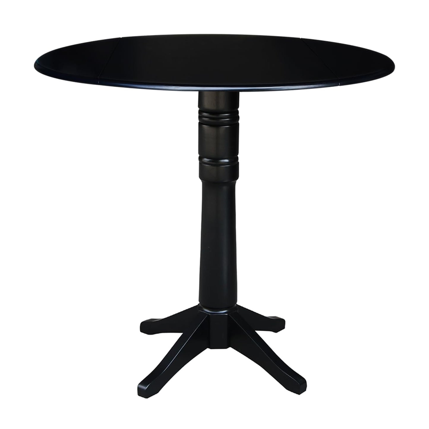 IC International Concepts 42" Round Dual Drop Leaf Pedestal, 42.3" H Dining Table, Black
