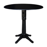 IC International Concepts 42" Round Dual Drop Leaf Pedestal, 42.3" H Dining Table, Black IC International Concepts