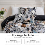 LONAVA King Flower 3 Pcs Duvet Cover Set, Breathable Soft Microfiber Black Lining Comforter Cover with Zipper Closure, and 2 Anti-Pilling, Fade Resistant Pillowcases, Midnight Blossoms LONAVA