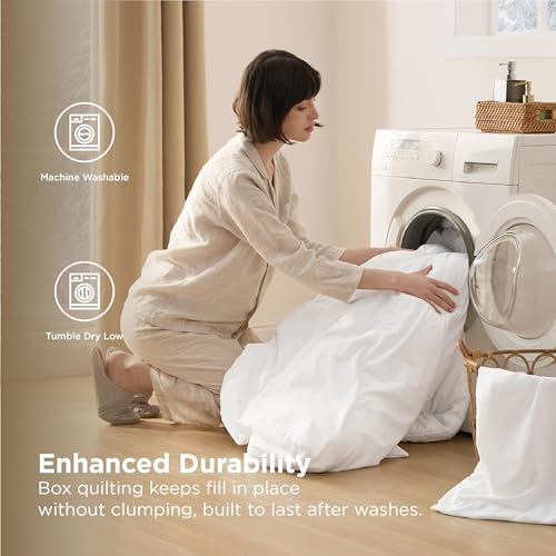 Bedsure Removable Cover with Comforter Duvet Insert Full - 4 Pieces White Prewashed Soft Bedding Set for All Seasons Use, Includes 1 Duvet Cover, 1 Comforter, 2 Pillow Shams Bedsure