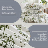 Cozaline Green Comforter Set King, 100% Cotton Reversible Floral Pattern Comforter Set 3 Pcs Soft Cotton Lightweight Comforter All Season Soft & Breathable Green Bedding Set Cozaline