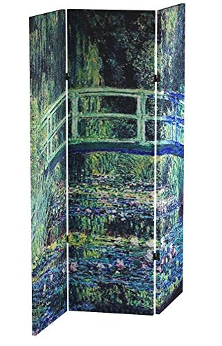 Red Lantern 6 ft. Tall Double Sided Works of Monet Canvas Room Divider - Water Lily/Garden Red Lantern