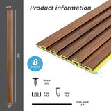 Art3d Slat Wall Panels, WPC Soundproof 3D Wall Paneling for Interior Wall Decor, TV Background, 8-Pack 96 x 6 in. Teak Art3d