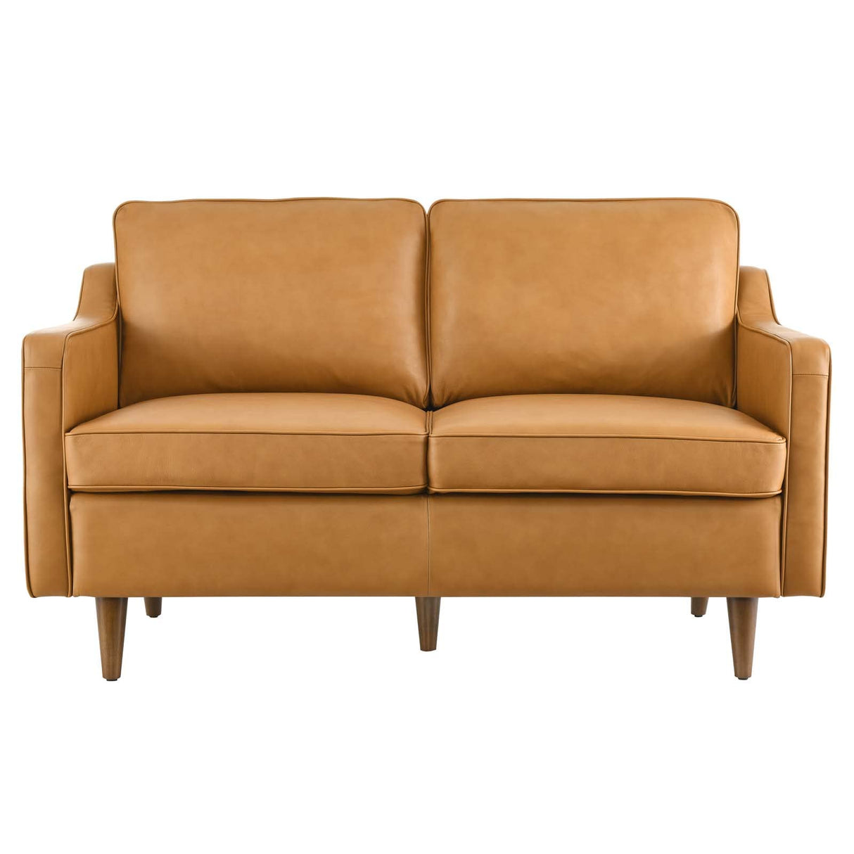 Modway Impart Upholstered Genuine Leather Loveseat in Tan Modway
