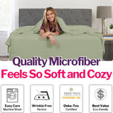 Deep Pocket Queen Sheet Sets – 21” Inch Extra Deep Pocket Queen Sheet Sets – 4 Piece Bedding Sheets & Pillowcases with Oversize Flat Sheet – 18”–23” Pillow Top Sheets for Queen Size Bed – Green Laurel DeaLuxe