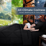 HEVUMYI Black King Comforter Set - 7-Piece All Season Bed in a Bag King, Ultra Soft Bedding Set with Comforter, Flat Sheet, Fitted Sheet, Pillowcases, Pillow Shams, Black HEVUMYI