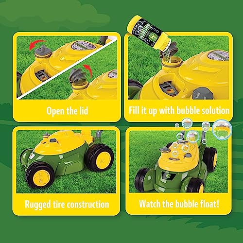 John Deere Bubble Lawn Mower for Toddlers, Bubble Blowing Machines, Indoor and Outdoor Gardening Toy, Birthday, Party Favor for Preschool Girls and Boys, No Batteries Required, 2+ John Deere