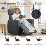 Korser Power Recliner Chair for Living Room, Electric Recliner Chairs for Adults, Comfy Recliners with Side Pockets & One-Touch Adjustment, Cashmere Reclining Chair for Reading, Bedroom, Lounge, Grey