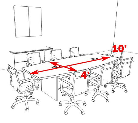 Modern Boat Shaped 10' Feet Conference Table, OF-CON-C59 Walnut UTM Furniture