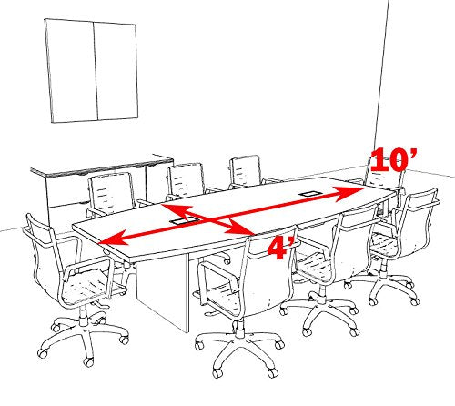 Modern Boat Shaped 10' Feet Conference Table, OF-CON-C60 - WoodArtSupply