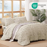 WRENSONGE Queen Size Comforter Set with Sheets - 7 Pieces Beige Tufted Bed in a Bag Queen Shabby Chic Bedding Sets with 1 Comforter, 2 Sheets, 2 Pillowcases & 2 Shams WRENSONGE