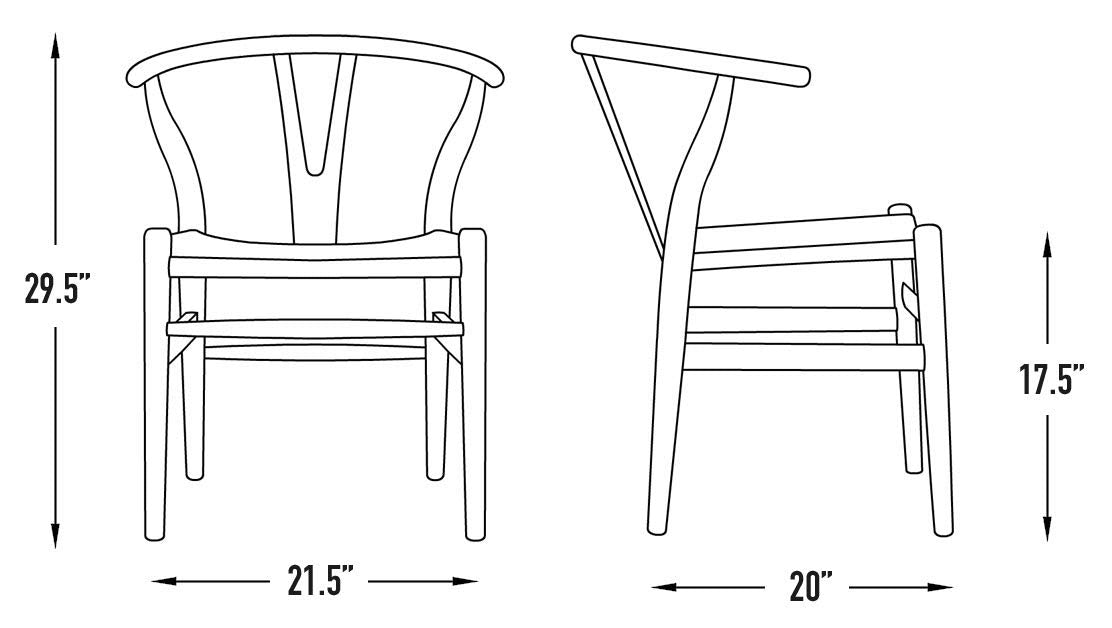 Laura Davidson Furniture Hans Wegner Wishbone Style Chair for Office with Arm Rest, Woven Cord Seat, Walnut with Natural Cord Laura Davidson Furniture