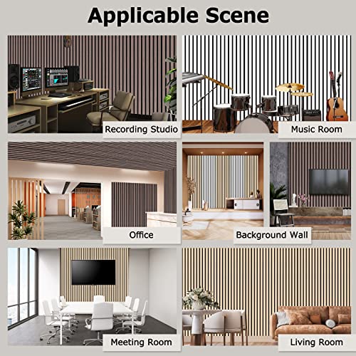 BUBOS Acoustic Wood Wall Panels,Decorative Sound Proof Panels for Walls and Ceiling,Acoustic Panels for Interior Design,3D Slat Wood Wall Panels - WoodArtSupply