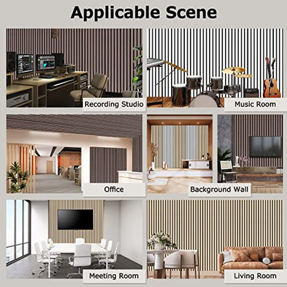 BUBOS Acoustic Wood Wall Panels,Decorative Sound Proof Panels for Walls and Ceiling,Acoustic Panels for Interior Design,3D Slat Wood Wall Panels - WoodArtSupply