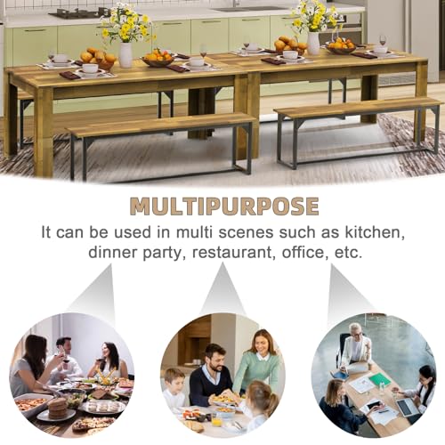 STHOUYN 71" 6ft Kitchen Dining Room Table for 6 8, Large Farmhouse Dinner Table, Wood Rectangular Long Table for Big Family, Waterproof & Scratch Resistant, Conference Table (Brown) STHOUYN