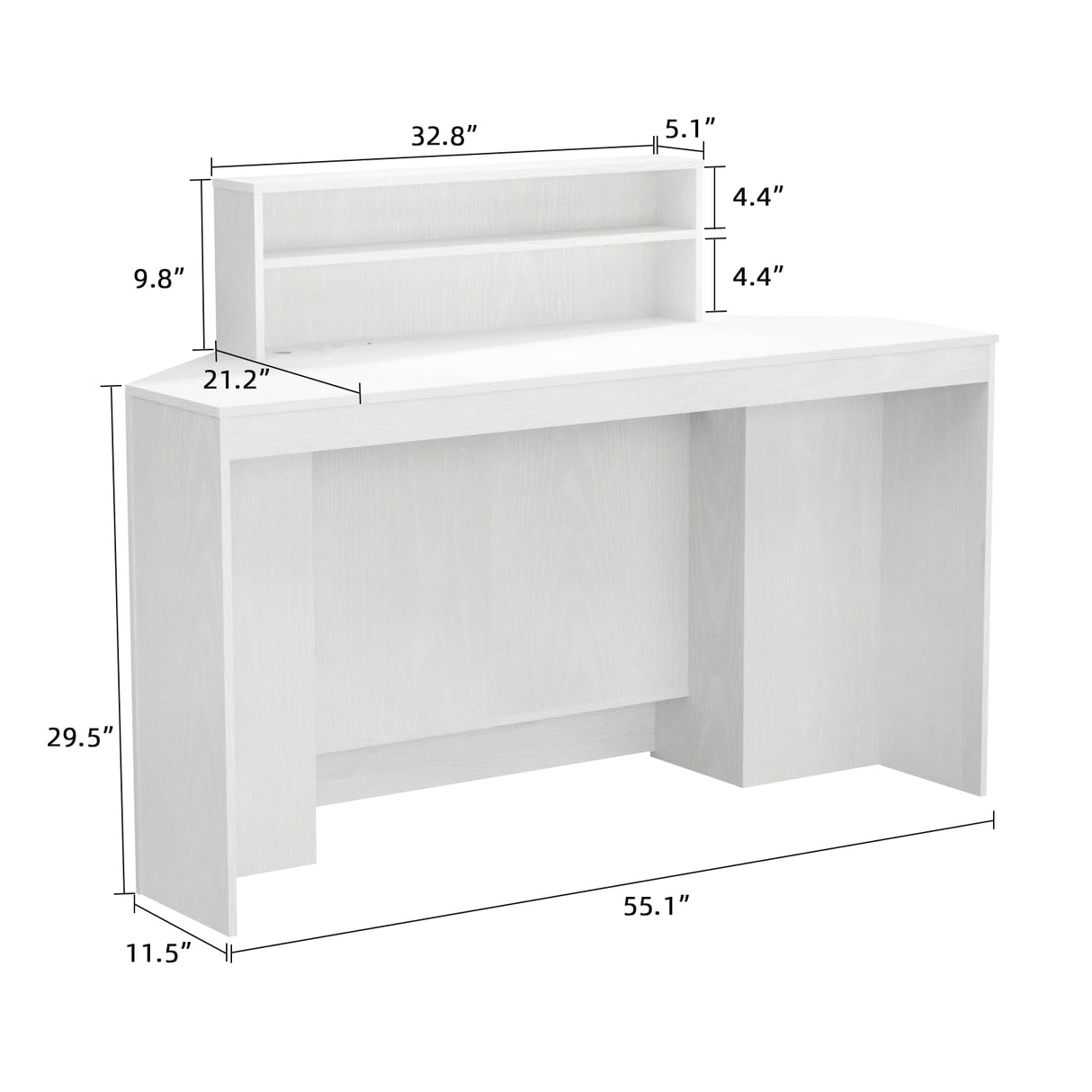 VOWNER 39.3" H Modern Reception Desk with LED Lighting, Office Counter with Display Cabinet, Secretary Desk with Power Outlets – Front Desk for Salon, Lobby (55.1" W x 21.2" D x 39.3" H) (White) VOWNER
