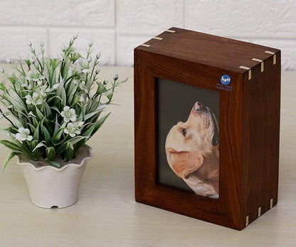 Wooen Pet Urns with Photo Frame | Wood Cremation Urns for Cat and Dog Ashes | Keepsake Urns | Burial Urns | Funeral Urns | Handmade Urns | Rosewood Urns (6.5 x 4.5 x 2.75), Brown - WoodArtSupply