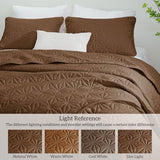 Whale Flotilla King Quilt Bedding Set, Soft Brown Bedspreads Quilts King Size for All Seasons, 3 Pieces Lightweight Geometric Star Pattern Coverlet Whale Flotilla