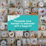 BERYA Funny Cactus Embroidery Kit with Embroidery Hoop, Easy Embroidery Kit for Beginners, Include Instructions, Display Stand, Printed Cloth, Threads and Tools - with Video Tutorials (BEC004)