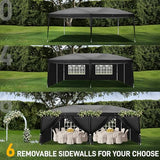 Outvita 10x20ft Pop Up Canopy Tent, Outdoor Instant Shelter Folding Canopy with 6 Side Walls and Carry Bag for Commercial Events, Party, Backyard BBQ, Camping Black Outvita