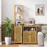 VIAGDO Storage Tall Slim Cabinet with Shutter Door and 3 Tier Shelves, Freestanding Linen Tower Cabinet for Living Room, Kitchen, Bathroom Organizer, VIAGDO