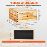 VEVOR Bee Hive Deep Box Starter Kit, 100% Beeswax Coated Natural Cedar Wood, Langstroth Beehive Kit with 10 Frames and Foundations, Transparent Acrylic Bee Windows for Beginners and Pro Beekeepers VEVOR