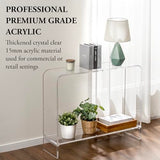 MyGift Premium 15mm Clear Acrylic Entryway Console Table with Bottom Display Shelf, 2 Tier Living Room Sofa Back Storage Shelves Modern Luxury Home Decor MyGift