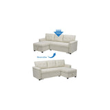 Naomi Home Transform Any Space: Sleeper Sectional Sofa with Convertible Sofa Bed & Inviting Chaise. Find Tranquil Comfort with Stress-Relieving Design & Durable Cushions - White/Air Leather Naomi Home