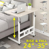 Japard Small Desk on Wheels, Mobile TV Tray Table Rolling Desk for Bed Sofa, Adjustable Height 23.6" Wide C-Shape Loadable 66lbs (White, 66 lbs Loadable) Japard