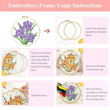 Zhenqing 4-Pack Floral Cross Stitch Kits – 11CT 20x20cm Aida Cloth with Iris, Sunflower & Butterfly Designs – Vibrant Home Decor Embroidery Set（68157）