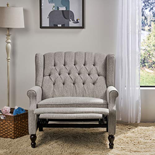 Christopher Knight Home Salome Push Back Recliner, Light Gray, Dark Brown