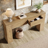 Tribesigns 63-Inch Wooden Foyer Table with with 2 Hidden Drawers, Farmhouse Console Table for Living Room, Hallway, Entrance, Easy Assembly (Brown) Tribesigns