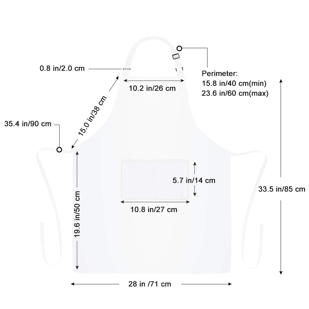 Jubatus 2 Pack Bib Aprons with 2 Pockets Cooking Chef Kitchen Apron for Women Men, White Jubatus
