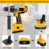 Tulepowceeng 2 Packs DCA1820 Battery Adapter Compatible with Dewalt 18V Tools, Convert Compatible with Dewalt 20V Lithium Batteries DCB203 DCB204 DCB206 to Work with 18V Cordless Power Tools Tulepowceeng