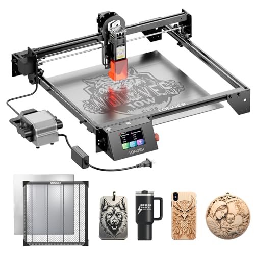 Longer RAY5 10000mW Laser Engraver with Air Assist Kit and Longer Honeycomb Working Table Kit, 15.7" x 15.7", Class 4 Longer