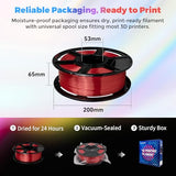 Flashforge 3D Printer Filament Silk PLA 1.75mm 1kg Spool-Dimensional Accuracy +/- 0.02mm (Red)