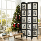 SZQINJI 3 Panel Photo Room Divider Screen, Solid Wood Divider for Room Separation for 8x10 Picture Frame Without Mat for 5x7 Photo with Mat, Black SZQINJI