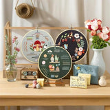 TIANLIN 4 Pack Embroidery Kit for Beginners,Adults DIY Starter Kit,Cross Stitching Kits with Flower Stamped Patterns,Hoop,Tools,Colorful Threads with Needles,Hand Craft Lover Gift