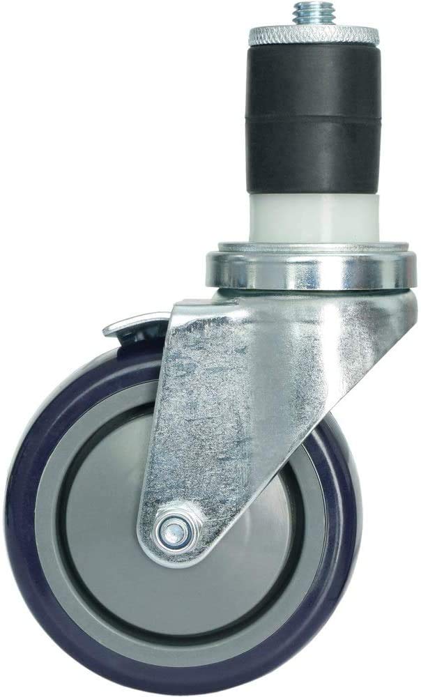 MySit 4 inch Work Table Caster Wheels for Commercial Kitchen Prep Tables, Expanding Stem Casters Set of 4 with Locking Brakes Fit Both 1-1/2" and 1-5/8" Leg Tube Adapter for Stainless Steel Worktable MySit