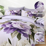 Dobuyly Purple Comforter Set Full Size 7 Piece Bed in a Bag Full, Purple Floral Printed on Light Purple Comforter Set with Sheets, Soft Microfiber Botanical Complete Bedding Set for All Season Dobuyly