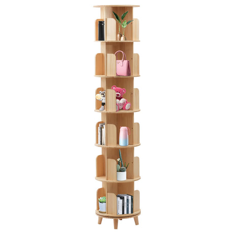 DONNBOM 360-Degree Rotating 6-Tier Wooden Bookshelf for Kids and Adults DONNBOM